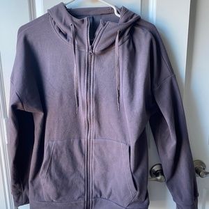 Chocolate brushed soft fleece zip up hoodie